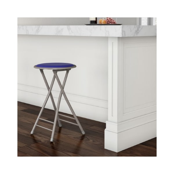 Hastings Home Folding Stool, Heavy Duty 24-Inch Collapsible Padded Round with 300-pound Capacity for Dorm, (Royal) 699588PGJ - main